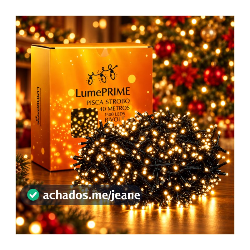 Strobo Natal 1500 Leds Pisca Pisca 150 Flash 40m Branco Quente Voltagem Bivolt