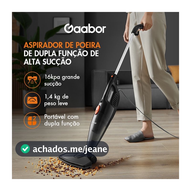 Gaabor Aspirador de Pó 2 em 1 Sucção Forte de 16000Pa Com Fio Haste de Pressão Dust Off Portátil GVCW-M15A