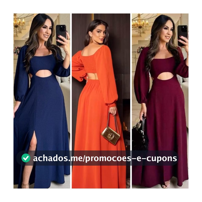 vestido elegante para ocasiones especialés, vestido longo manga comprida com fenda ideal para ressaltar seu silhueta