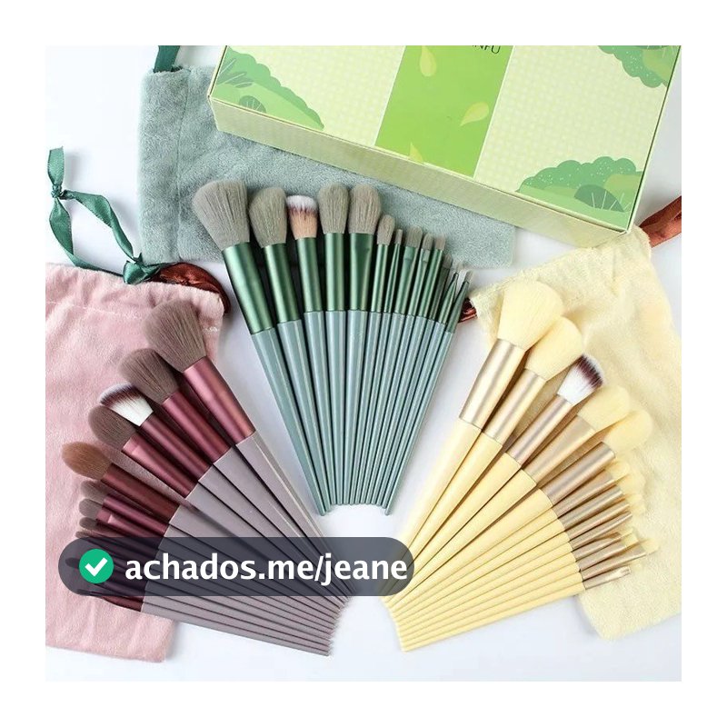 Kit 13 Pçs Pincéis de Maquiagem Com Bolsa de Veludo Contorno Kabuki Profissional Várias Cores Disponíveis Promoção