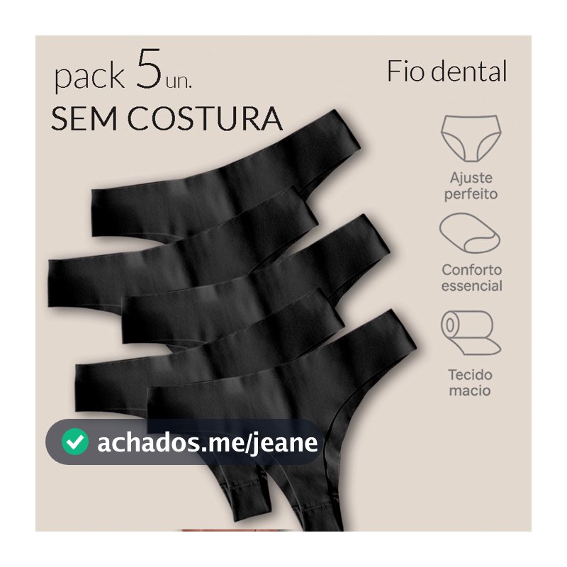Kit 5 Calcinha Sem Costura Fio Dental Corte a Laser Não Marca