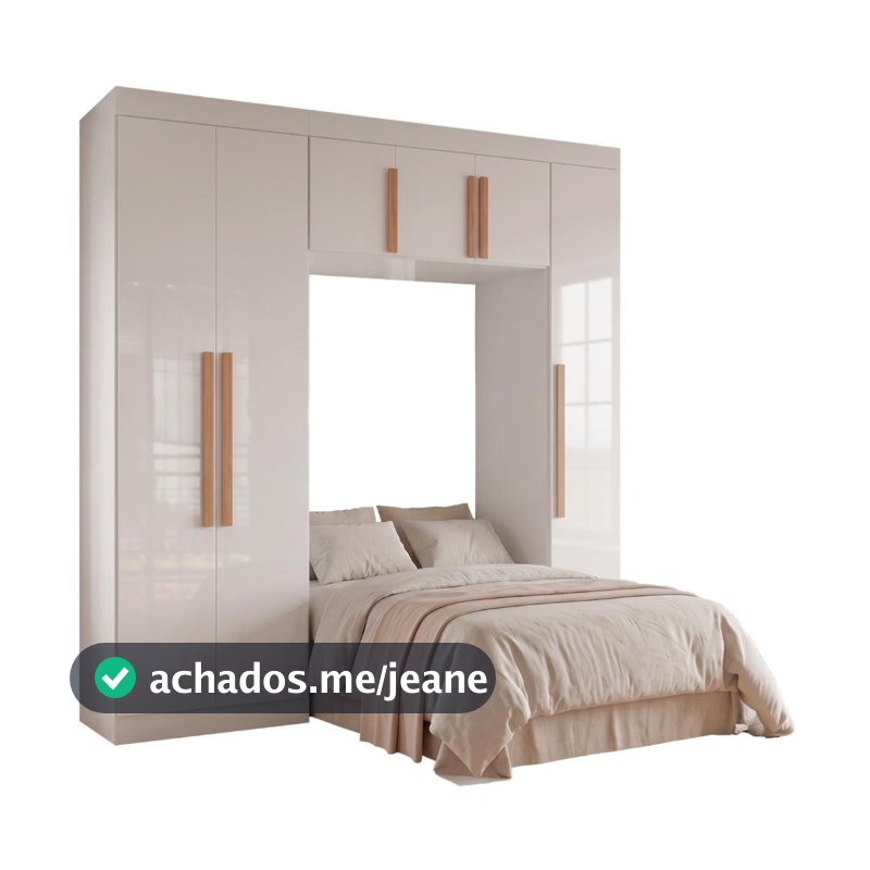 Guarda Roupas Modulado Closet Quarto Completo 6 Portas com Espaço para Cama Solteiro 0,88m Madrid