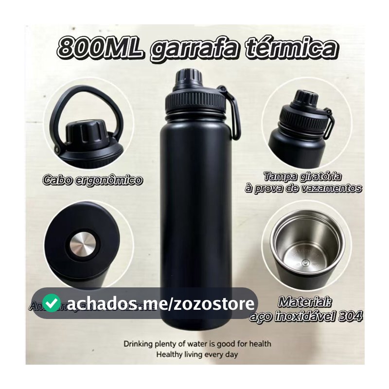 Garrafa Térmica com Bota De Silicone Protetora 800ml.garrafa infantil INOX 304