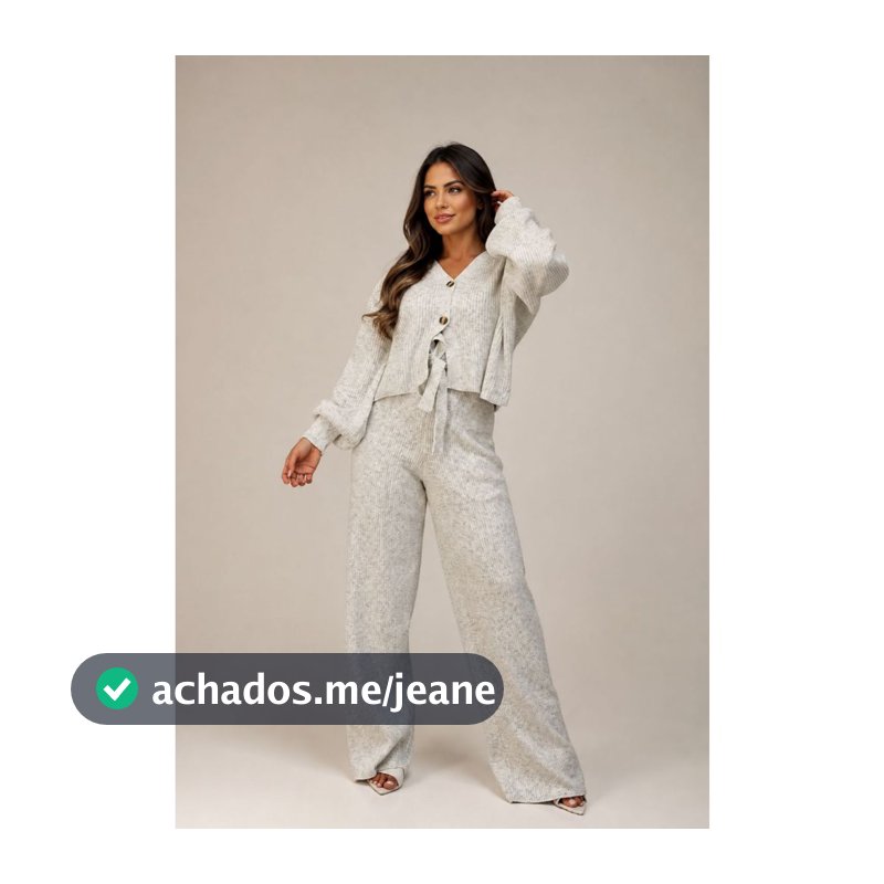 Conjunto Mousse Feminino Tricot Premium Casaco Cardigan e Calça Com Amarração Musse Moda Blogueira