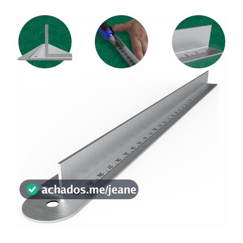 Régua de Metal Com Proteção Para Dedos 30cm Aço Inoxidável