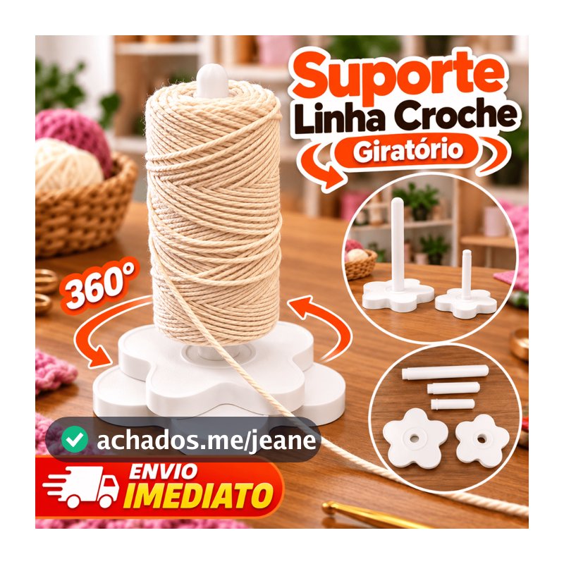 Suporte Giratório para Linha de Crochê 360° Desmontével para Trama Artesana Formato Flor Gire com Facilidade