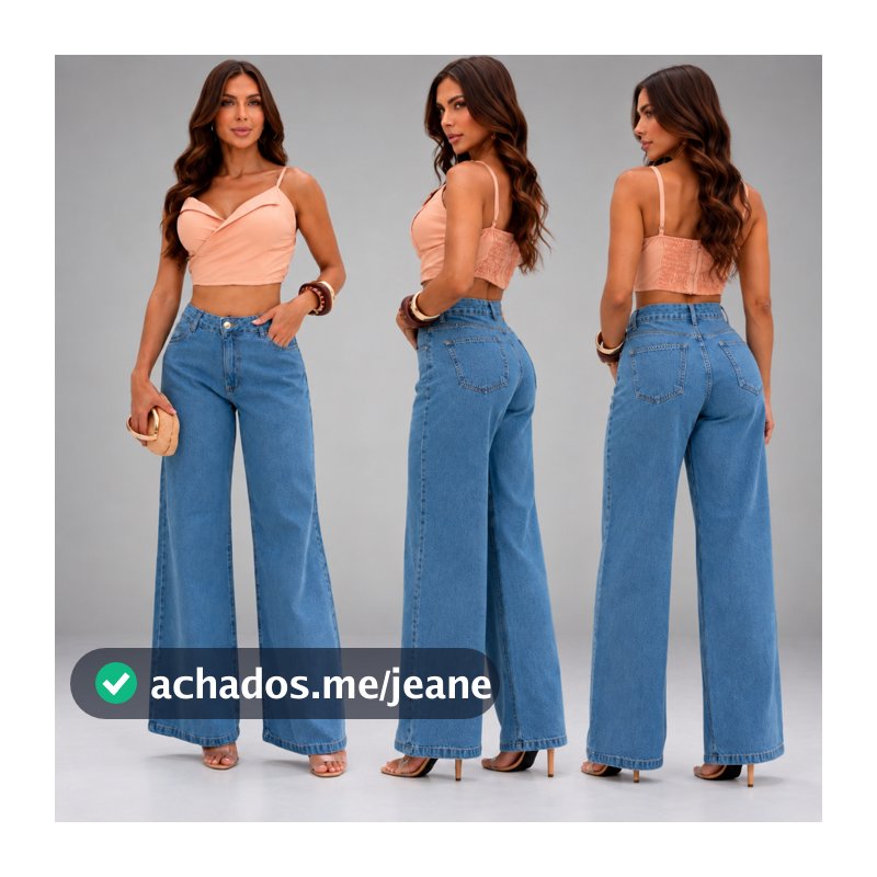Calça Jeans Feminina Pantalona 100% Algodão Premium Lavagem Moderna