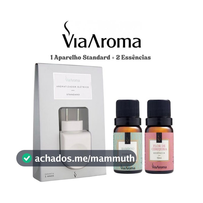 Difusor Elétrico de Ambiente Standard Via Aroma Branco + 2 Essências.