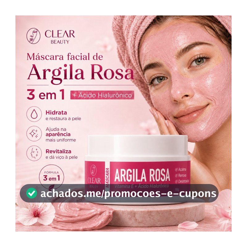 Máscara Facial 3 em 1 com Efeito Clareador + Ácido Hialurônico 90g - Clear Beuaty