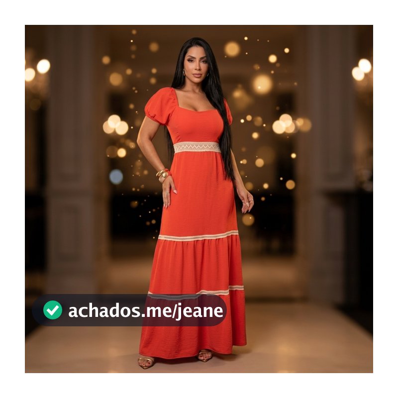 Moda Feminina Vestido Longo Casual Festa Forrado com Renda Elegante Confortável Versátil