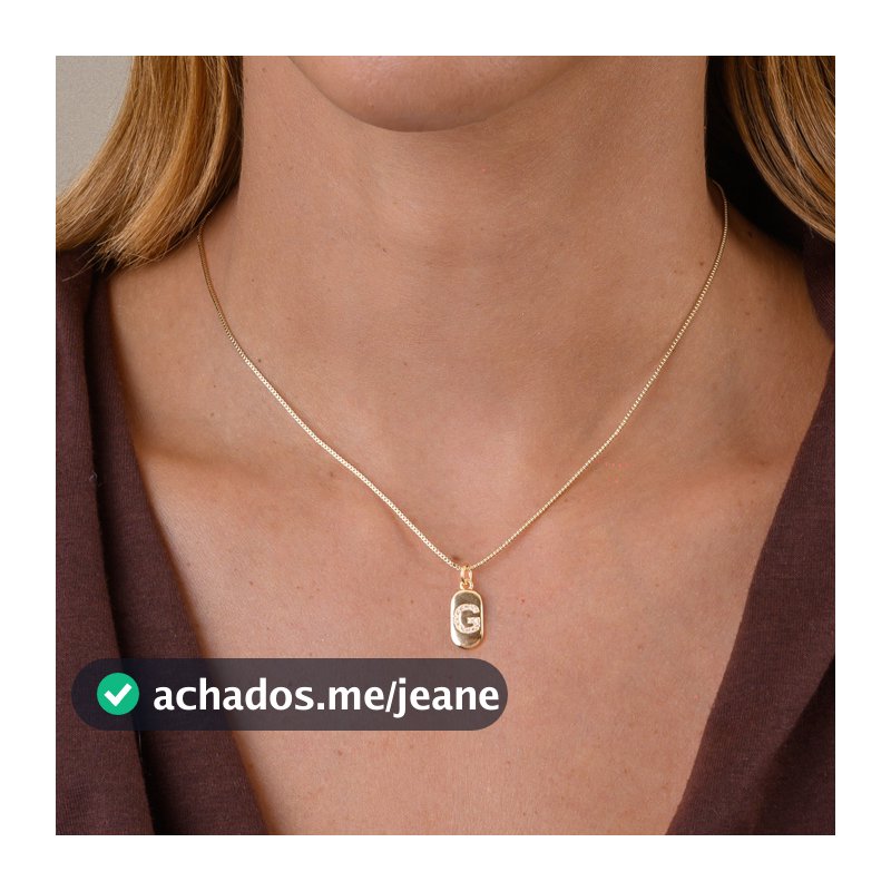Colar Plaquinha de Letra com Banho em Ouro 18k