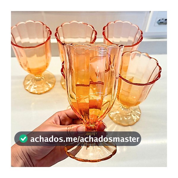 Jogo 6 Taças de Água Vinho Vidro Coral Peach 340ml Mesa Posta