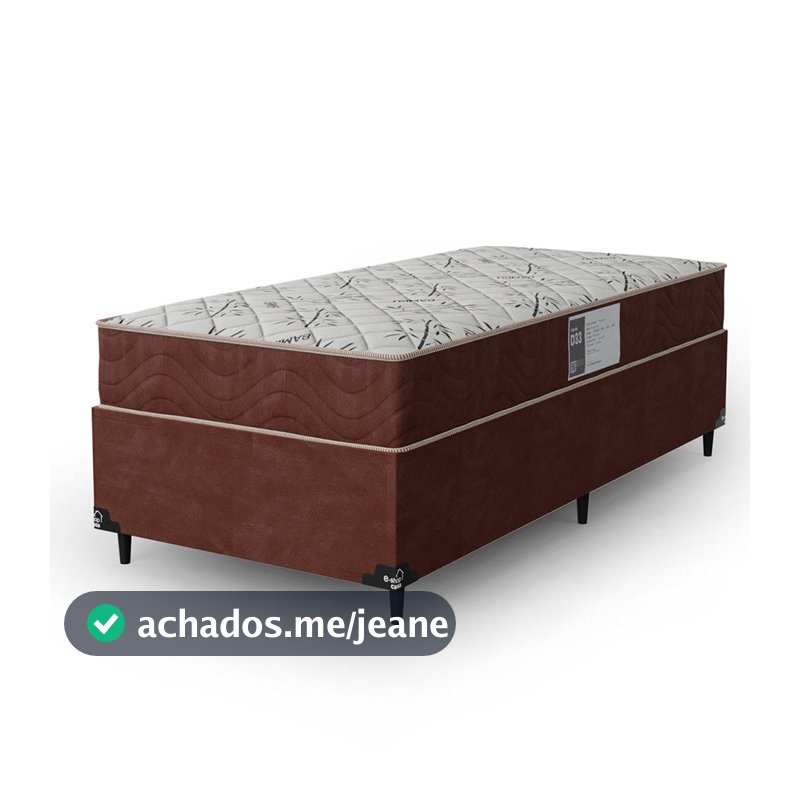 Cama Box Solteiro + Colchão D33 One Face - Suede Marrom - e-Shop Casa