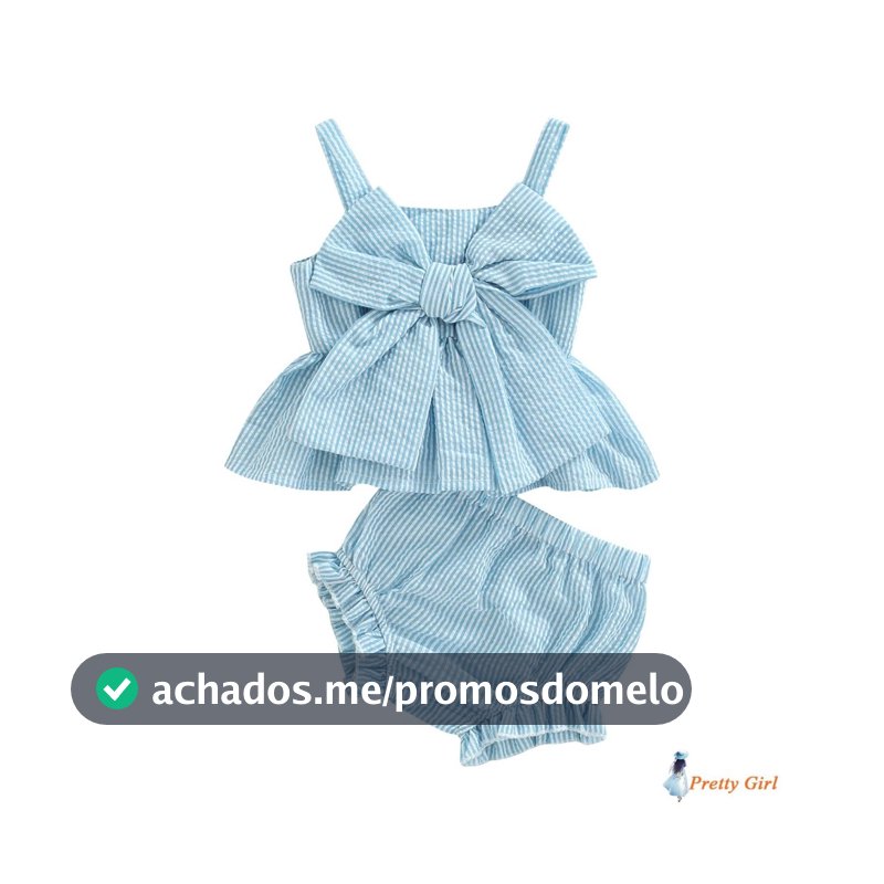 Mellifluous-Conjunto De Shorts Para Bebê Com Estampa Listrada E Laço Grande Embelezado Sem Mangas + Elásticos De Cintura