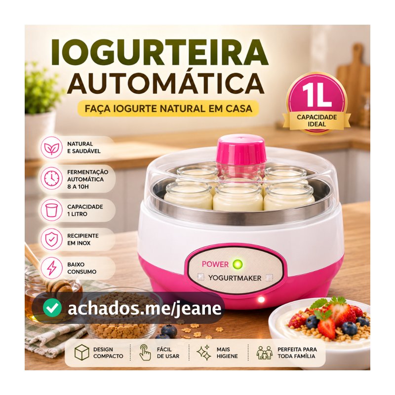 Máquina Fazer Iogurte Natural Grego Iogurteira Elétrica 1l