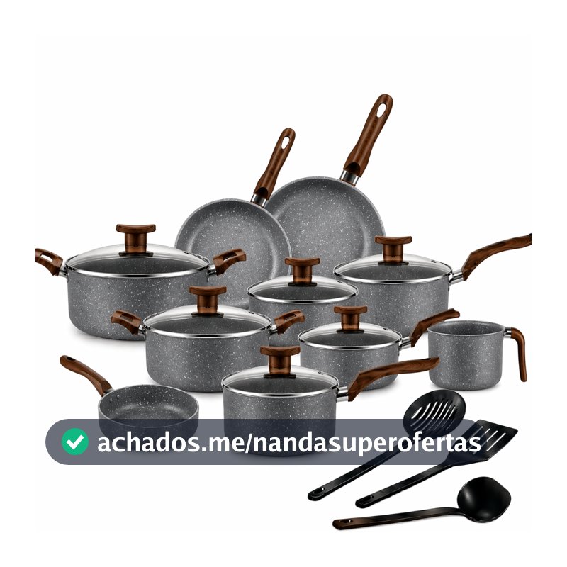 Jogo De Panelas 13 Peças Antiaderente Teflon Tampa Vidro Frigideira Talher