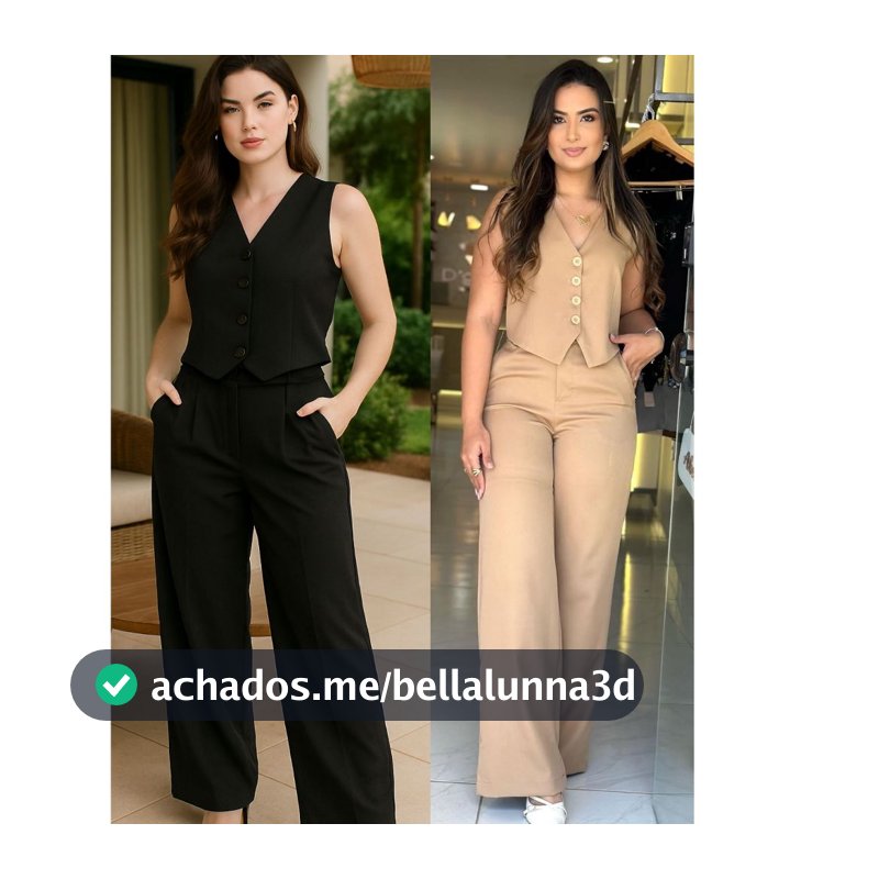 CONJUNTO FEMININO CALÇA +COLETE CLÁSICO E MODERNA SUPER TENDENCIA 2026