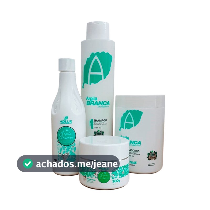 Kit Argila Branca Adlux Profissional – 4 Passos / Shampoo Reparador Mascara Finalizador