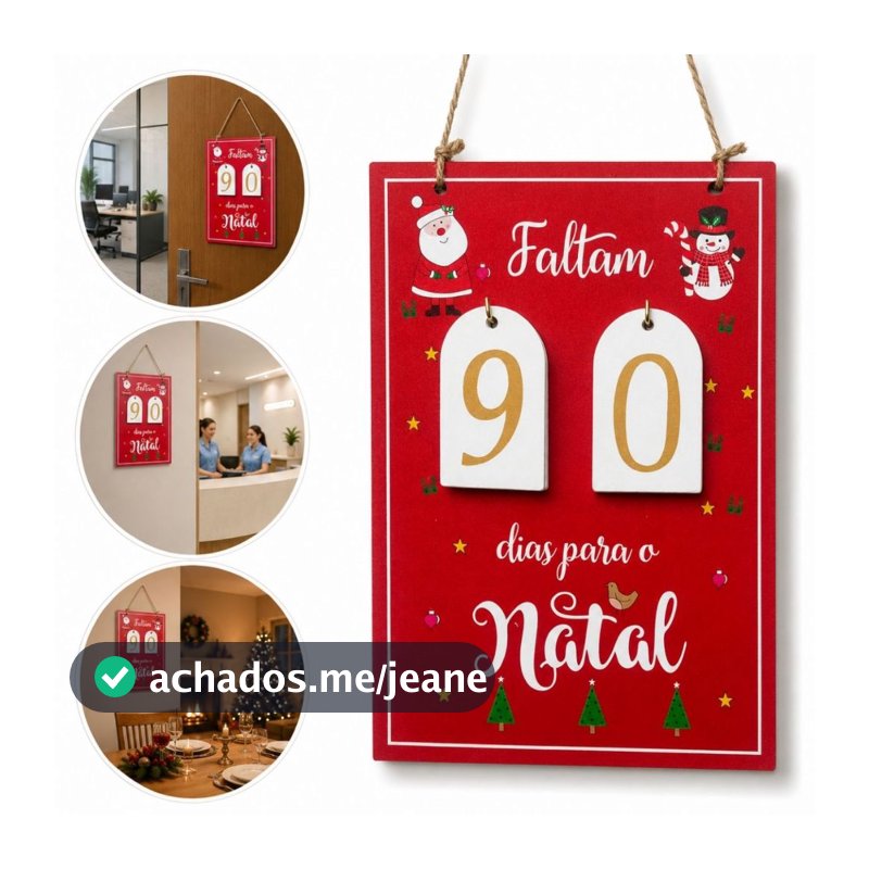 Calendario placa Contagem Regressiva para o Natal Enfeite Decorativo Natalino