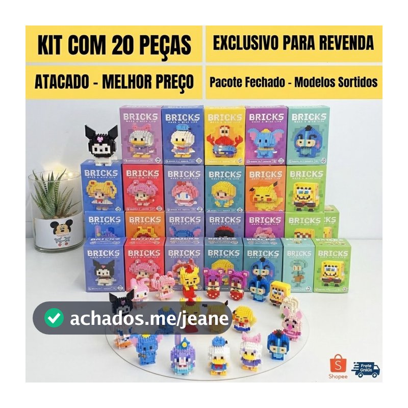 kit 20 Blocos de Montar De Construção Brinquedos Educativos Para Criança Modelos Variados-MINI Bloco
