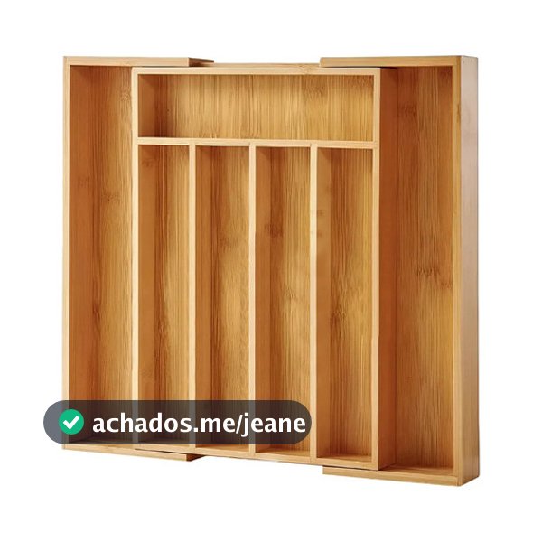 Porta Talheres Gaveta Bambu 7 Divisoria Extensivel Ajustavel