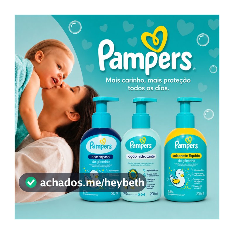 Kit Pampers Bebê Shampoo e Loção Hidratante e Sabonete Recém-Nascido Pele Sensível