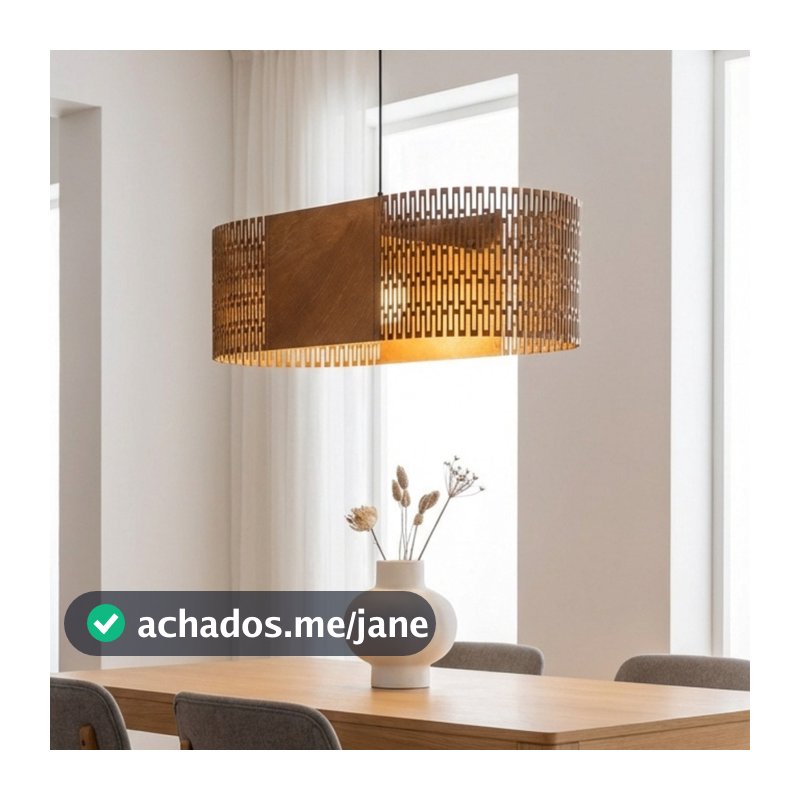 Luminária de Teto Pendente Lustre Luxo Sala Madeira MDF