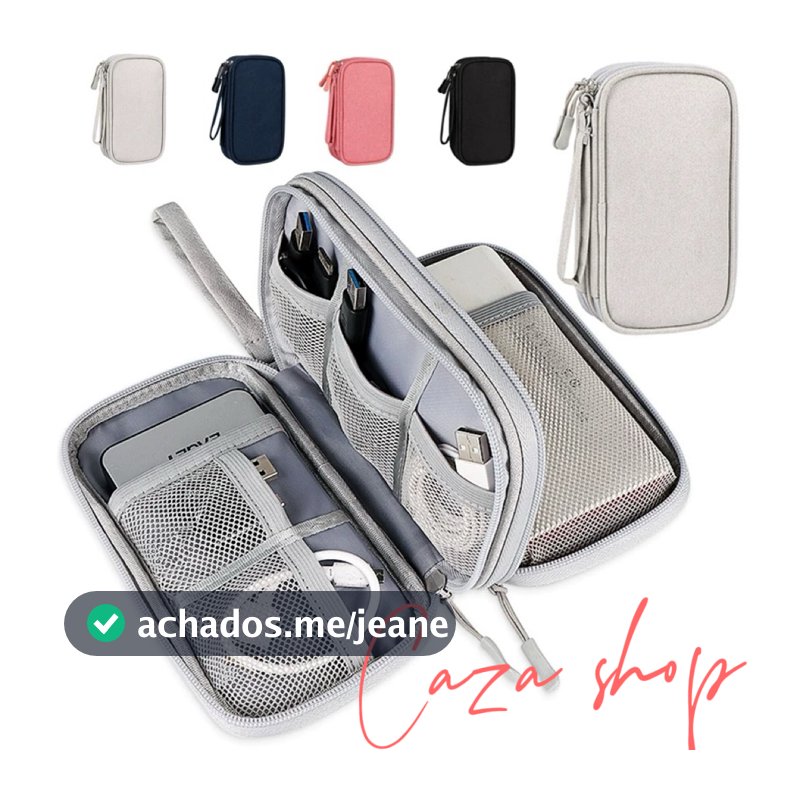Necessaire organizadora bolsa portatil celular cabos fios  armanazamento