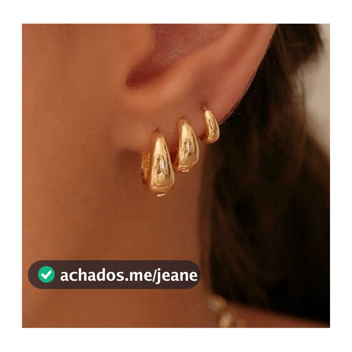 Kit Trio Brinco de Argola Click Lisa Ouro 18K Antialérgico Moda Feminino Dourado Semijóias