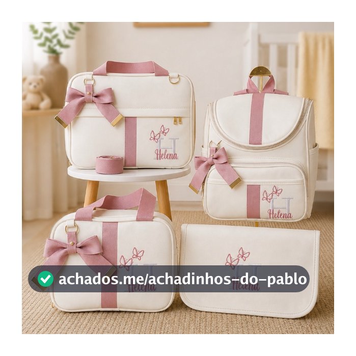 Bolsas Maternidade 4 Peças Luxo, Completo Personalizado térmico e impermeável, Coleção Afeto
