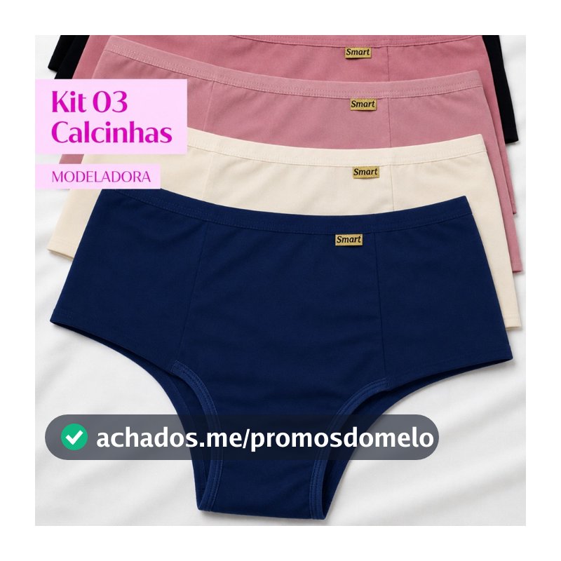 Kit 3 Cinta Modeladora Feminina Pala Dupla calcinha cintura alta Calcinha cós alto segura barriga
