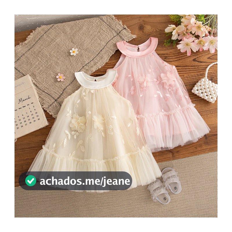 Vestido De Menina Estilo Princesa , Roupas Infantis Bordadas Com Flores Novas De Verão Adequadas Para Bebês De 9 Meses A
