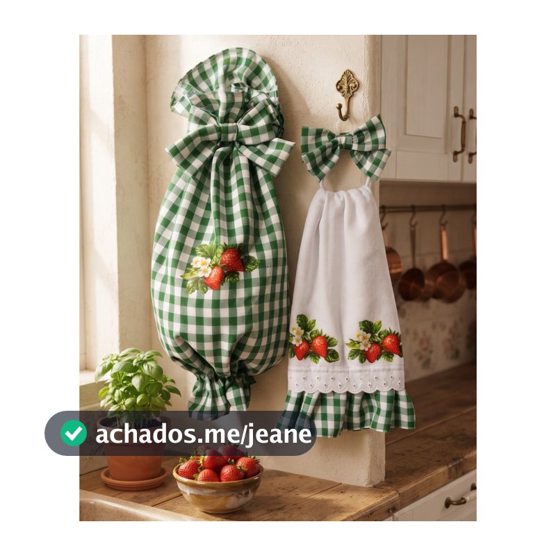 📌PROMOÇÃO Kit Cozinha Completo – Charme e Praticidade para o Seu Lar! Pano de Prato Com Argola e Puxa Saco. Artesanal.