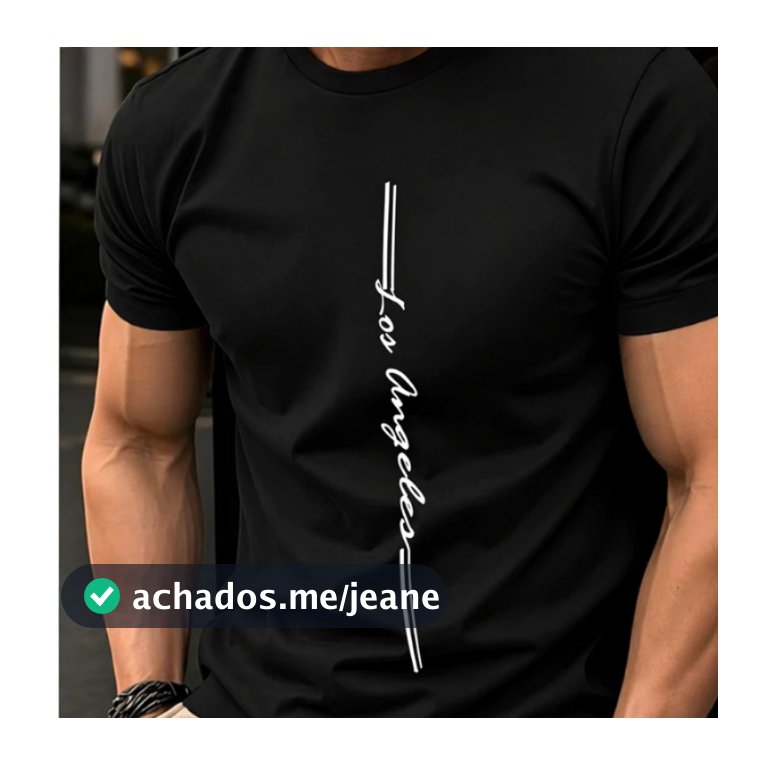Camiseta Masculina Los Angeles Estampada, Manga Curta Casual,Camisa Estampa LOS ANGELES Vertical mas