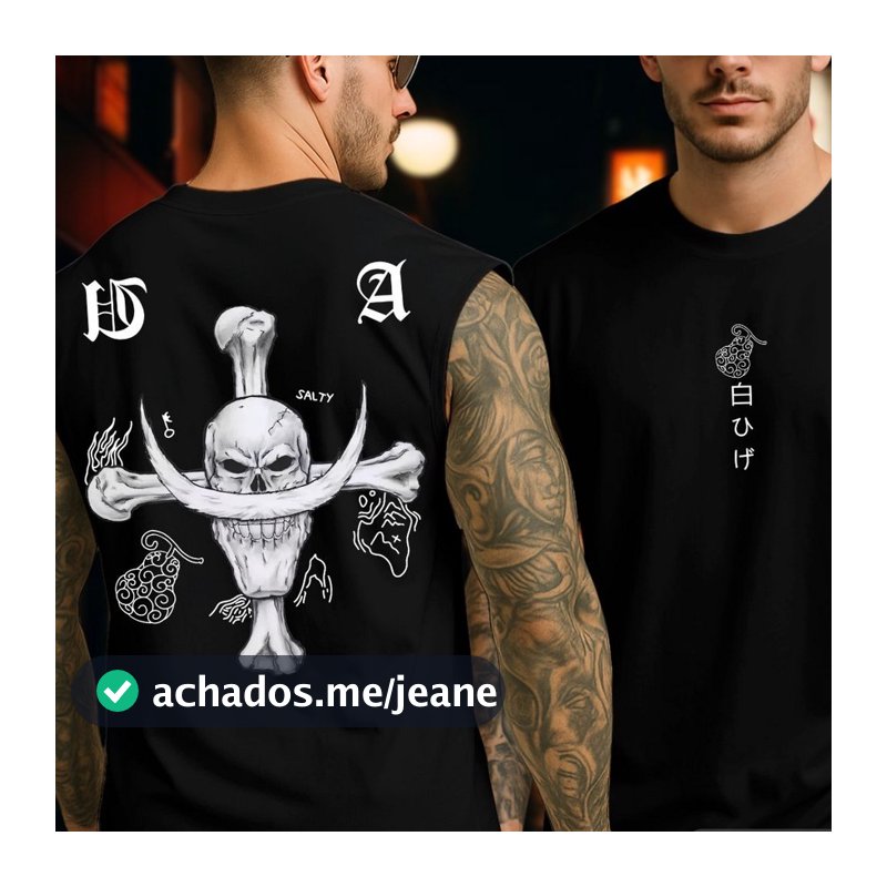 Regata Oversized ONE Piece Anime Lendário Capitão Barba Branca Pirata