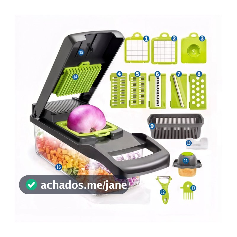 Cortador de Legumes 16 em 1 Cortador Ralador Picador Multifuncional Cozinha com Lâminas Inox