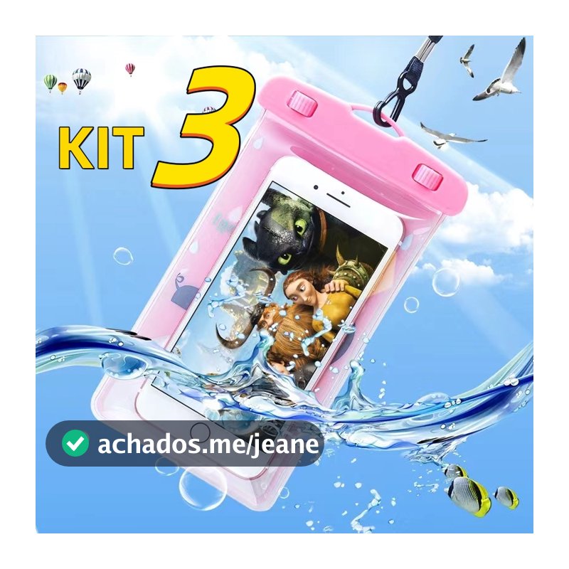 3 Capa Bolsa Prova Dágua Impermeável Celular Transparente Universal
