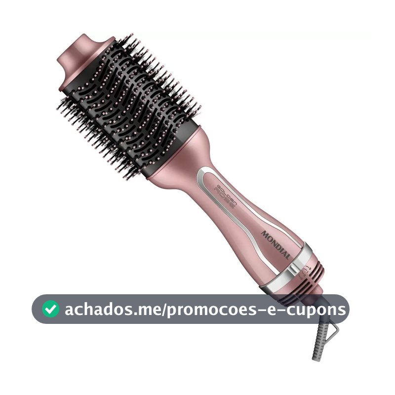 Escova Secadora e Modeladora Mondial Golden Rose ES-02 Bivolt 1200W  3 Níveis de Temperatura Tourmaline Íon