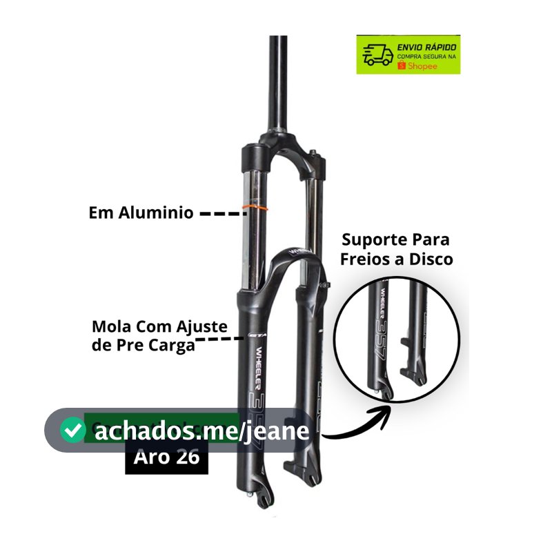 Garfo Suspensão Bicicleta Bike Aro 26 Mtb Gta Wheeler 357 Freeride Preta 150mm