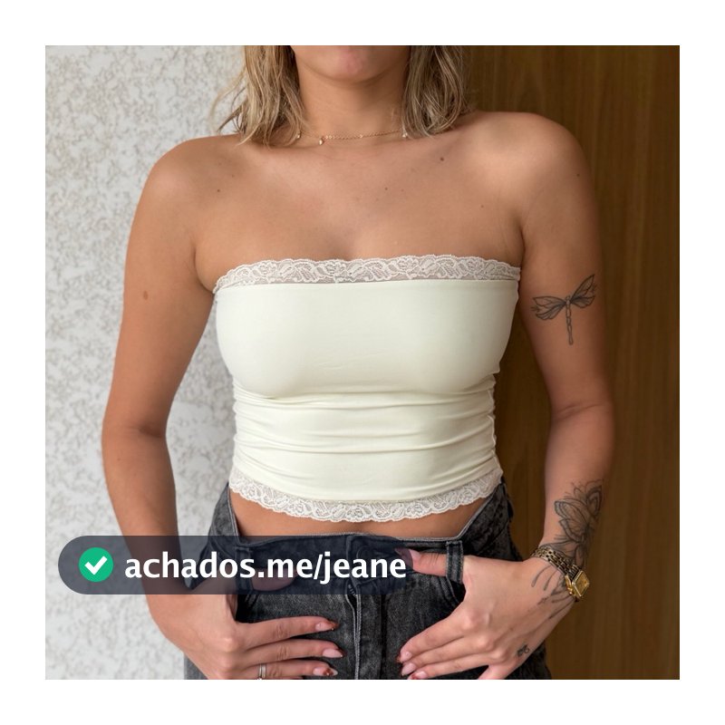 Top Faixa Alícia Poliamida Tomara que Caia Renda Tendência
