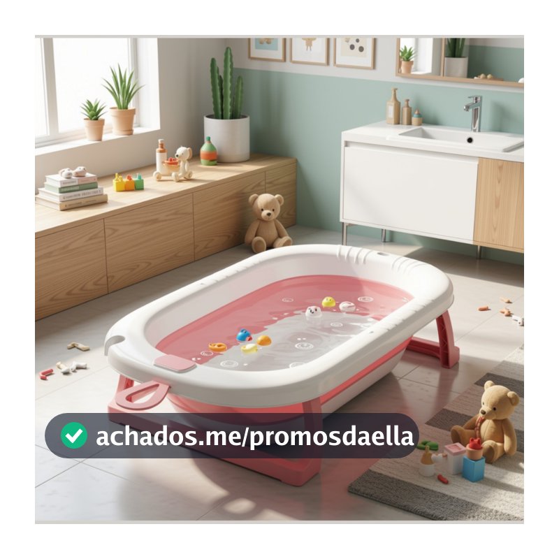 Kit Banheira Dobrável Almofada Rede Com Termômetro Banho Bebê Recém Nascido