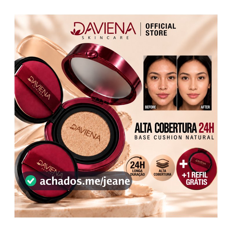 DAVIENA Base Cushion Smart Fit 24gBase Líquida Matte, Cobertura Natural com Puff de Maquiagem BB&CC Cream，Longa Duração