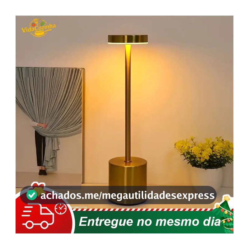 Luminária Abajur de Mesa Candeiro Dumbbell Touch de Quarto Luxuosa 3 Tons de Led