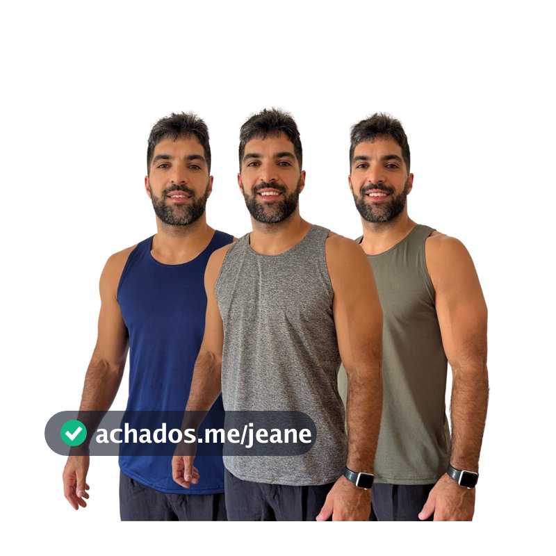 Kit 3 Regatas Masculinas Dry Fit Lisa Academia Treino