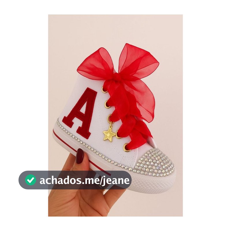 tênis personalizado detalhes vermelho branca de neve