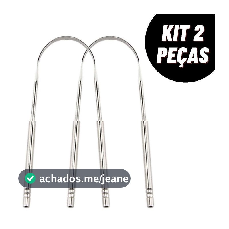Kit Limpador Raspador de Língua em Aço Inox Curvado Boca Limpa Raspador de Língua