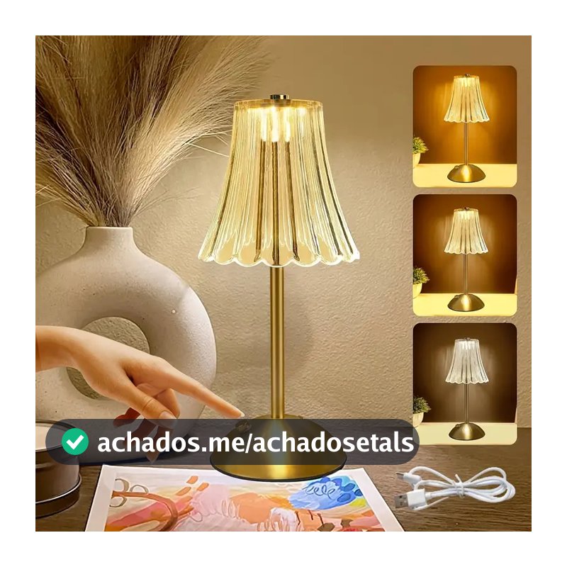 Lâmpada Abajur Mesa Com Barra Led Sensor Toque De Luz Quarto Sem Fio 3 Cores