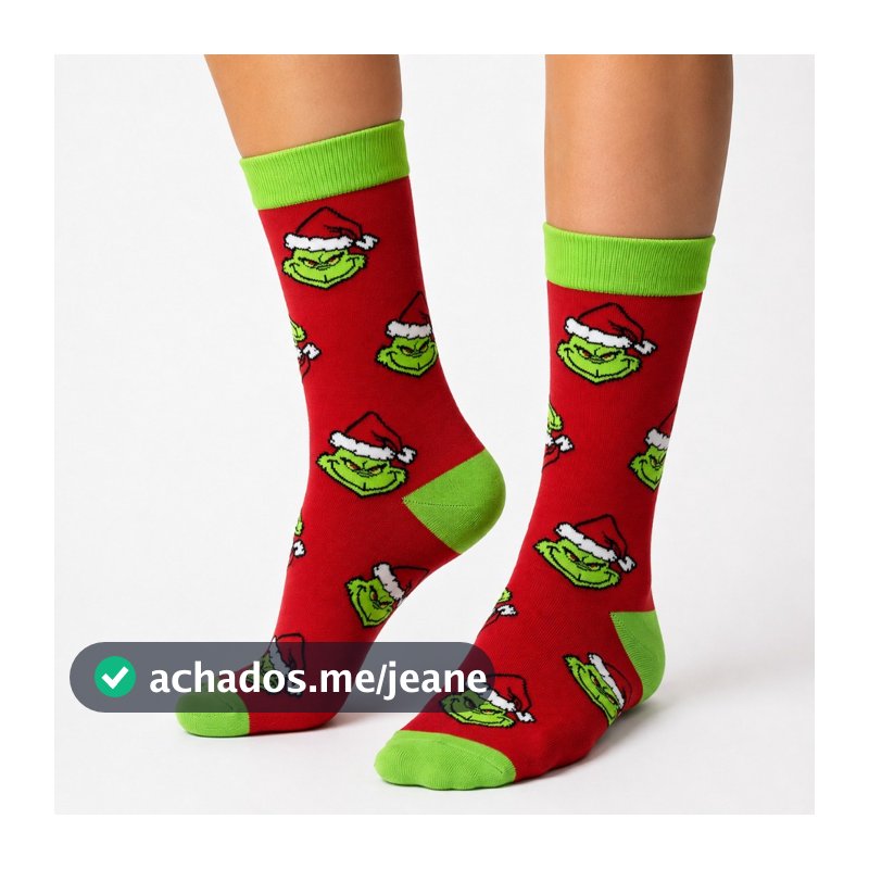 Meia divertida natalina estilo Grinch  | Confortável e criativa