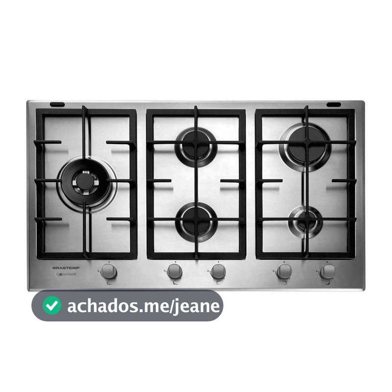 Cooktop 5 Bocas a Gás Natural GLP Brastemp Inox Dupla Chama Acendimento Automático com Trempes de Ferro Fundido BDK90