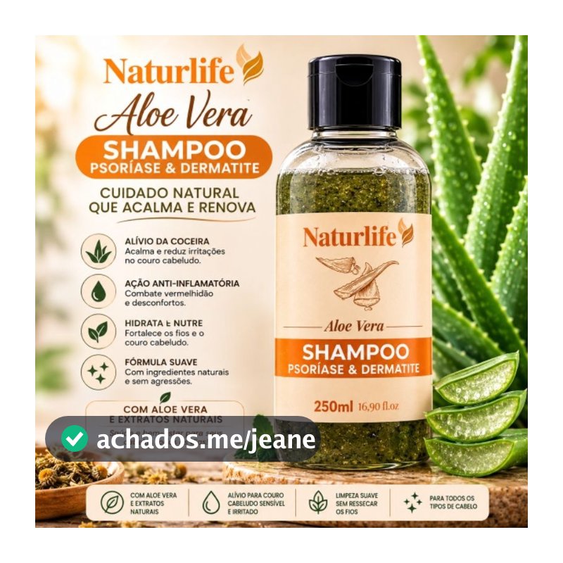 Shampoo Poderoso Psoriase,dermatite 250ml | Aloe Vera - Sem Sal